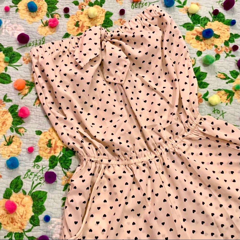 White Strapless Heart Polka Dot Romper Playsuit M - Picture 3 of 4